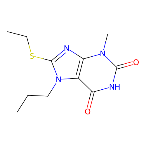 8-Ethylthio-3-methyl-7-propyl-1,3,7-trihydropurine-2,6-dione structure