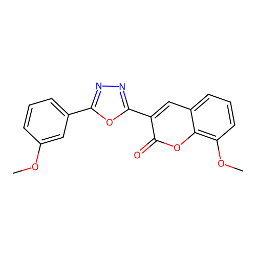 8-methoxy-3-[5-(3-methoxyphenyl)-1,3,4-oxadiazol-2-yl]-2H-chromen-2-one structure