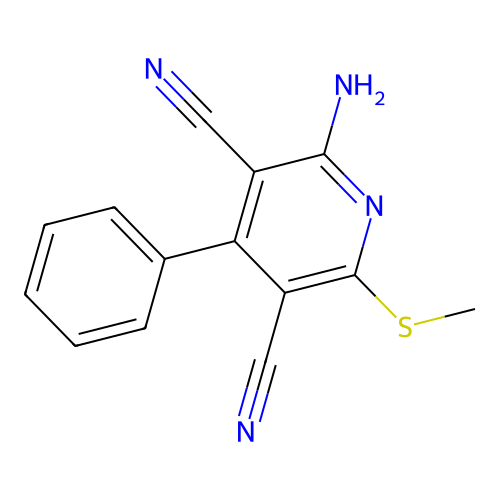 2-Amino-6-methylsulfanyl-4-phenyl-pyridine-3,5-dicarbonitrile structure