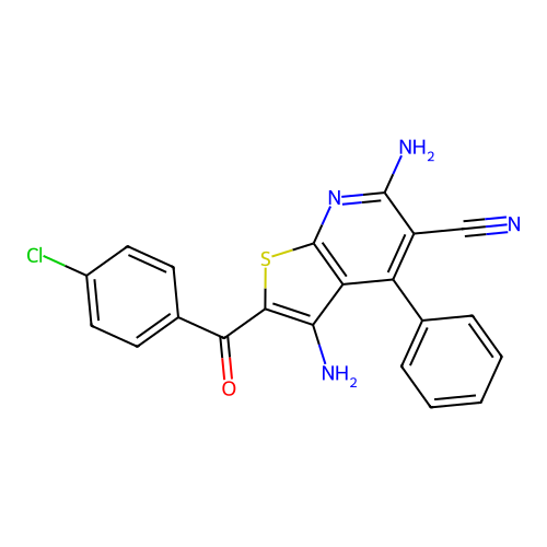 3,6-Diamino-2-(4-chlorobenzoyl)-4-phenylthieno[2,3-b]pyridine-5-carbonitrile structure