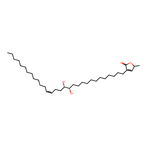 4-[(Z,13R,14R)-13,14-dihydroxytriacont-17-enyl]-2-methyl-2H-furan-5-one structure
