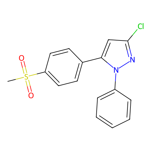 1H-Pyrazole, 3-chloro-5-(4-(methylsulfonyl)phenyl)-1-phenyl- structure