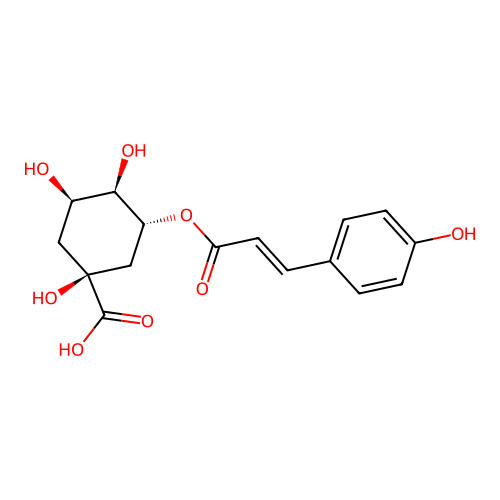 trans-5-O-(4-coumaroyl)-D-quinic acid structure