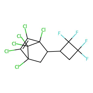 2-Norbornene, 1,2,3,4,7,7-hexachloro-5-(2,2,3,3-tetrafluorocyclobutyl)- structure