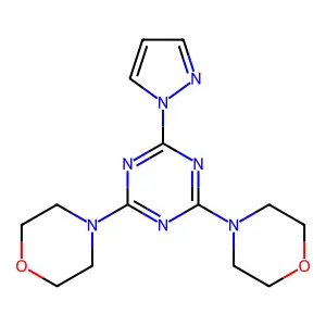 2,4-di(morpholin-4-yl)-6-(1H-pyrazol-1-yl)-1,3,5-triazine structure