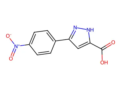 5-(4-nitrophenyl)-1H-pyrazole-3-carboxylic acid structure