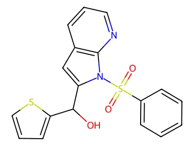 [1-(phenylsulfonyl)-1H-pyrrolo[2,3-b]pyridin-2-yl](2-thienyl)methanol structure