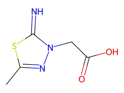 2-Imino-5-methyl-1,3,4-thiadiazole-3(2H)-acetic acid structure