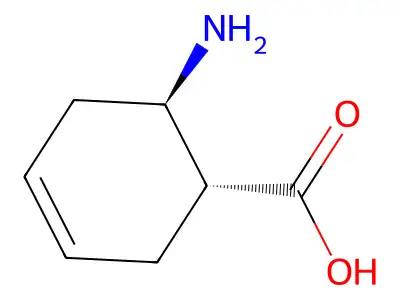 (1R,6R)-6-aminocyclohex-3-ene-1-carboxylic acid structure