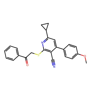 6-Cyclopropyl-4-(4-methoxyphenyl)-2-phenacylsulfanylpyridine-3-carbonitrile structure