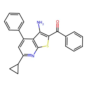 (3-Amino-6-cyclopropyl-4-phenylthieno[2,3-b]pyridin-2-yl)(phenyl)methanone structure