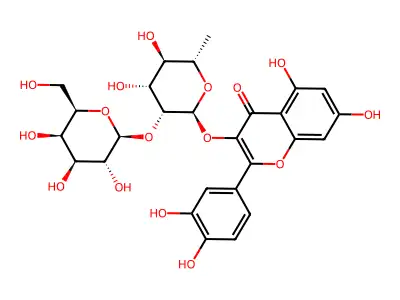 Quercetin 3-galactosyl(1 inverted exclamation marku2)rhamnoside structure