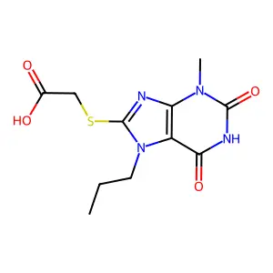2-(3-Methyl-2,6-dioxo-7-propylpurin-8-yl)sulfanylacetic acid structure