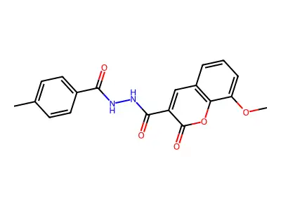 8-methoxy-N'-(4-methylbenzoyl)-2-oxochromene-3-carbohydrazide structure