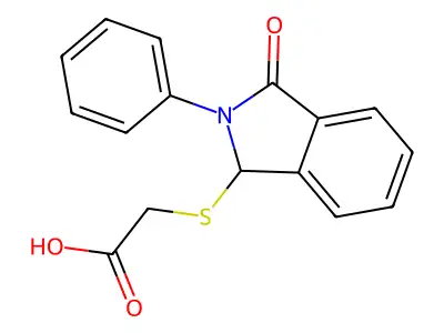 2-[(3-oxo-2-phenyl-2,3-dihydro-1H-isoindol-1-yl)sulfanyl]acetic acid structure