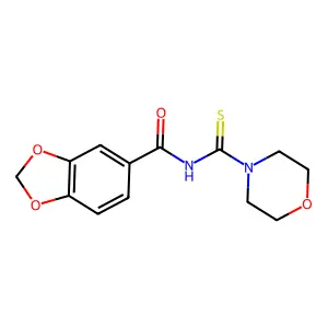 N-(morpholine-4-carbothioyl)-1,3-benzodioxole-5-carboxamide structure