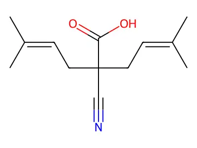 2-Cyano-5-methyl-2-(3-methylbut-2-en-1-yl)hex-4-enoic acid structure