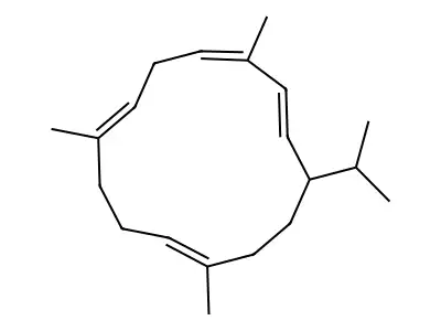 3,7,11-Trimethyl-14-propan-2-ylcyclotetradeca-1,3,6,10-tetraene structure