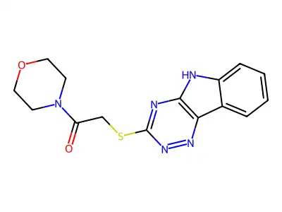 Morpholine, 4-[(2H-1,2,4-triazino[5,6-b]indol-3-ylthio)acetyl]- structure