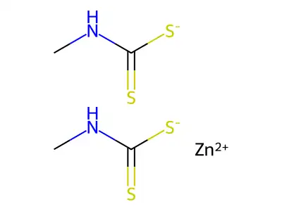 Bis(methyldithiocarbamato-S,S')zinc structure