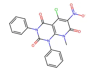 5-Chloro-8-methyl-6-nitro-1,3-diphenylpyrido[2,3-d]pyrimidine-2,4,7-trione structure