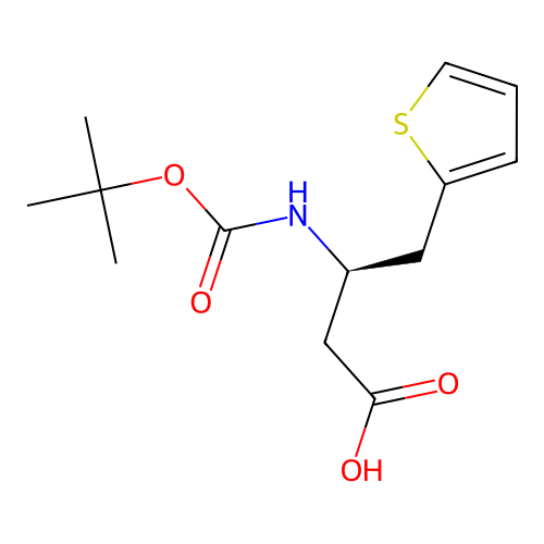 (R)-3-((tert-butoxycarbonyl)amino)-4-(thiophen-2-yl)butanoic acid structure