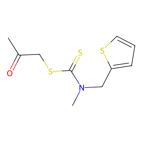2-Oxopropyl methyl(thiophen-2-ylmethyl)carbamodithioate structure