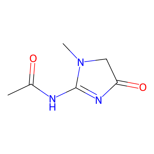 N-(1-methyl-4-oxo-2-imidazolin-2-yl)acetamide structure