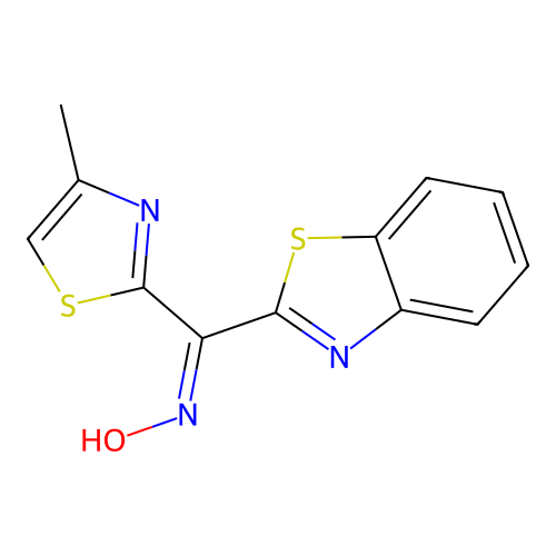 N-[1,3-benzothiazol-2-yl-(4-methyl-1,3-thiazol-2-yl)methylidene]hydroxylamine structure