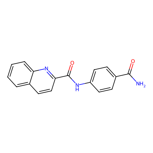N-(4-carbamoylphenyl)quinoline-2-carboxamide structure