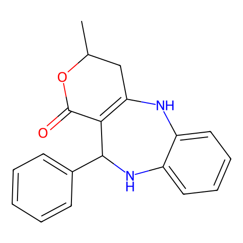 3-Methyl-11-phenyl-4,5,10,11-tetrahydropyrano[4,3-b][1,5]benzodiazepin-1(3H)-one structure