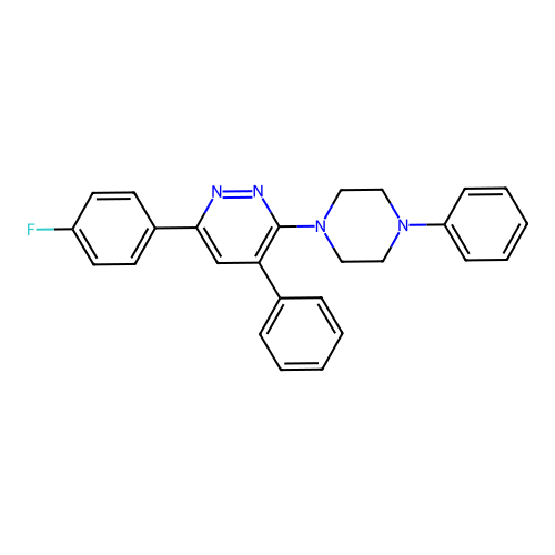 Pyridazine, 6-(4-fluorophenyl)-4-phenyl-3-(4-phenyl-1-piperazinyl)- structure