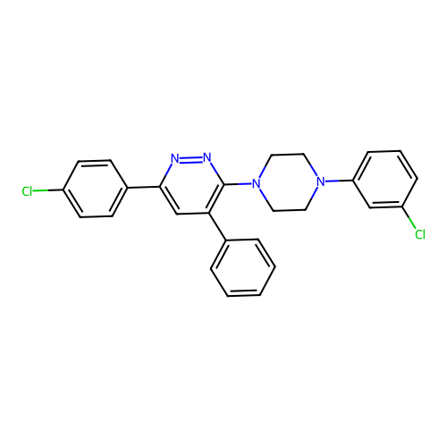 Pyridazine, 6-(4-chlorophenyl)-3-(4-(3-chlorophenyl)-1-piperazinyl)-4-phenyl- structure
