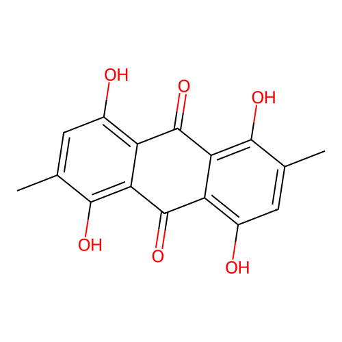 1,4,5,8-Tetrahydroxy-2,6-dimethylanthroquinone structure