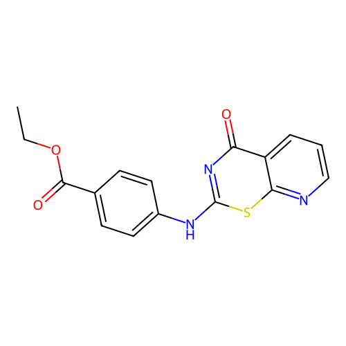 ethyl 4-[(4-oxo-4H-pyrido[3,2-e][1,3]thiazin-2-yl)amino]benzoate structure