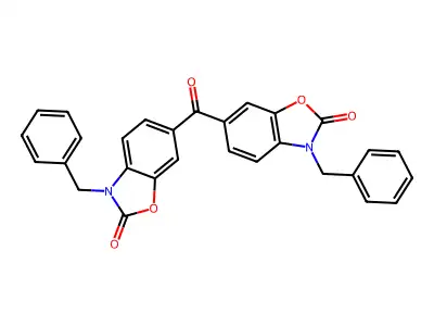 3-Benzyl-6-(3-benzyl-2-oxo-1,3-benzoxazole-6-carbonyl)-1,3-benzoxazol-2-one structure