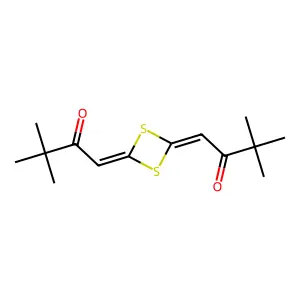2-Butanone, 1,1'-(1,3-dithietane-2,4-diylidene)bis[3,3-dimethyl- structure
