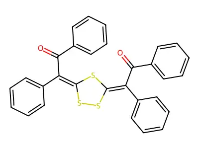 Acetophenone, 2,2''-(1,2,4-trithiolane-3,5-diylidene)bis[2-phenyl- structure