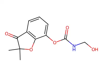 (2,2-dimethyl-3-oxo-1-benzofuran-7-yl) N-(hydroxymethyl)carbamate structure