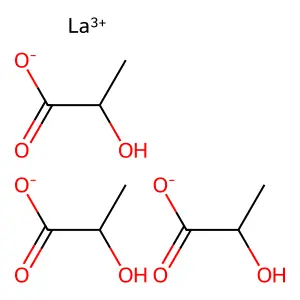 Tris(2-(hydroxy-kappaO)propanoato-kappaO)lanthanum structure
