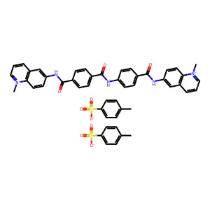 Quinolinium, 1-methyl-6-(p-(p-((1-methylquinolinium-6-yl)carbamoyl)benzamido)benzamido)-, di-p-toluenesulfonate structure