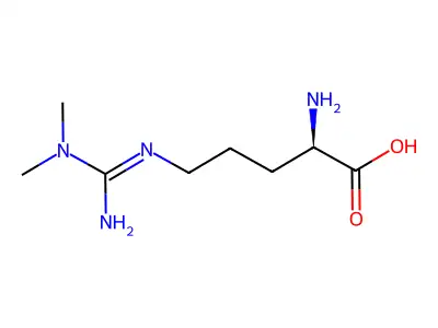 2-amino-5-[(N,N'-dimethylcarbamimidoyl)amino]pentanoic acid structure