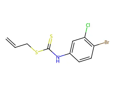 Carbanilic acid, 4-bromo-3-chlorodithio-, allyl ester structure