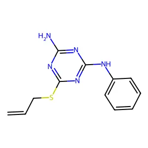 N~2~-Phenyl-6-[(prop-2-en-1-yl)sulfanyl]-1,3,5-triazine-2,4-diamine structure