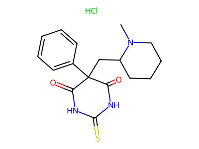 4,6(1H,5H)-Pyrimidinedione, dihydro-5-((1-methyl-2-piperidinyl)methyl)-5-phenyl-2-thioxo-, monohydrochloride structure