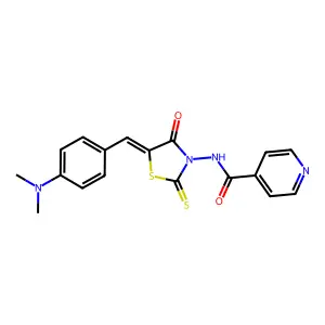 4-Pyridinecarboxamide, N-(5-((4-(dimethylamino)phenyl)methylene)-4-oxo-2-thioxo-3-thiazolidinyl)- structure