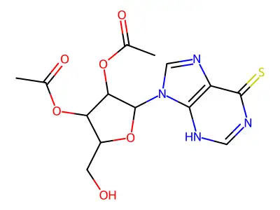 [4-acetyloxy-2-(hydroxymethyl)-5-(6-sulfanylidene-3H-purin-9-yl)oxolan-3-yl] acetate structure