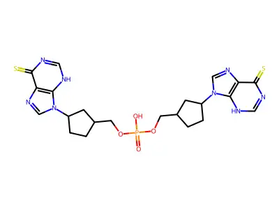 bis[[3-(6-sulfanylidene-3H-purin-9-yl)cyclopentyl]methyl] hydrogen phosphate structure