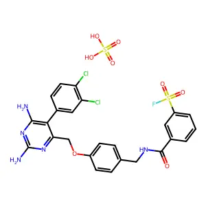 3-[[4-[[2,6-diamino-5-(3,4-dichlorophenyl)pyrimidin-4-yl]methoxy]phenyl]methylcarbamoyl]benzenesulfonyl fluoride structure