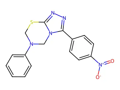 3-(4-Nitrophenyl)-6-phenyl-5,7-dihydro-[1,2,4]triazolo[3,4-b][1,3,5]thiadiazine structure